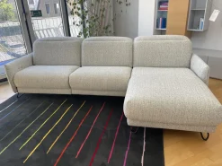 Rom Ecksofas|Polstereckgruppe Vitis CL280 Stoff Ancona Sky Grau Blau Fuß Schwarz Inklusive Motorischer Relaxfunktion