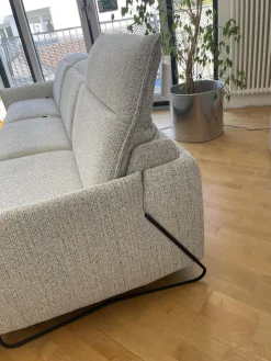 Rom Ecksofas|Polstereckgruppe Vitis CL280 Stoff Ancona Sky Grau Blau Fuß Schwarz Inklusive Motorischer Relaxfunktion