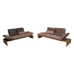 Koinor Polstergruppen|Polsterelementgruppe 2 5 2 Leder A India Schoko Braun Holzrahmen Wildeiche Massiv Metallfuß Aluminium Matt Satiniert Mit Kissen