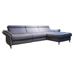 Hukla Ecksofas|Polstergarnitur 4055 Bezug 60 Credo Granit Aluminiumfuß Schwarz F2 Mit WallAway-Funktion