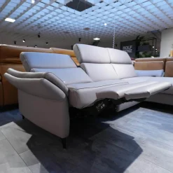 Hukla Ecksofas|Polstergarnitur 4055 Bezug 60 Credo Granit Aluminiumfuß Schwarz F2 Mit WallAway-Funktion