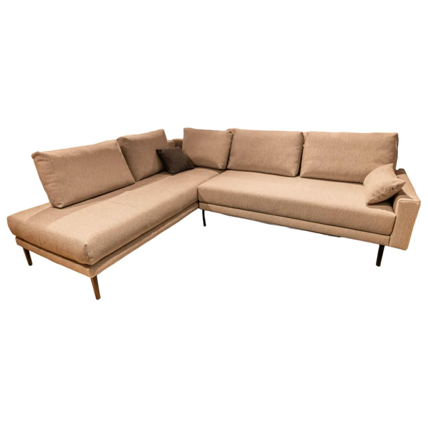 freistil Rolf Benz Ecksofas|Polstergarnitur 170 Bezug Stoff 4020 Silbergrau Stahlfuß Schwarz Inklusive 2 Kissen