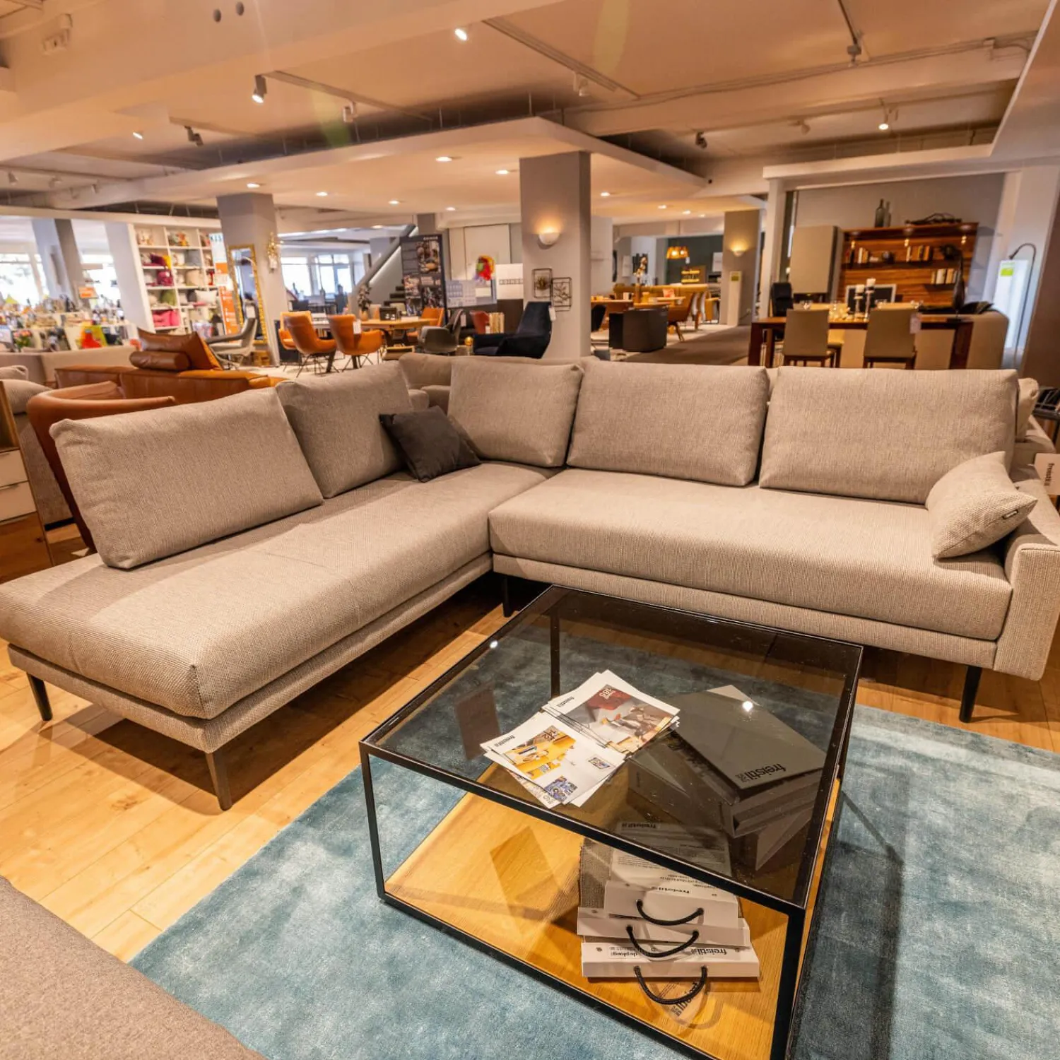 freistil Rolf Benz Ecksofas|Polstergarnitur 170 Bezug Stoff 4020 Silbergrau Stahlfuß Schwarz Inklusive 2 Kissen