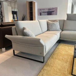 Rolf Benz Ecksofas|Polstergarnitur 009 Cara Stoff 20 162 Steingrau Grau Kufe Stahl Schwarz Inklusive Kissen