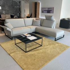 Rolf Benz Ecksofas|Polstergarnitur 009 Cara Stoff 20 162 Steingrau Grau Kufe Stahl Schwarz Inklusive Kissen