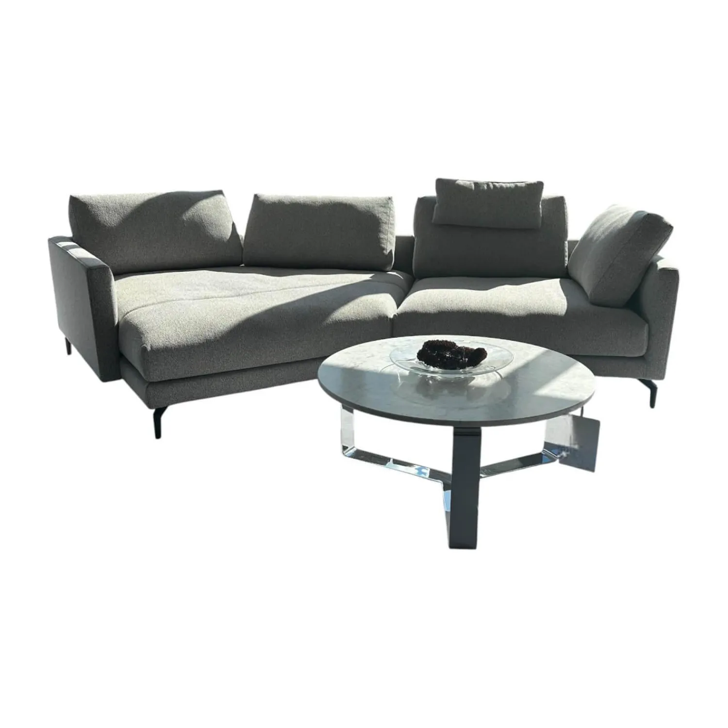 Rolf Benz Wohnlandschaften|Polstergarnitur 333 Jola Stoff 26 202 Grau Weiß Gussfuß Aluminium Verkehrsschwarz Schwarz Matt Pulverbeschichtet
