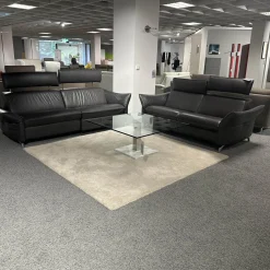 himolla Polstergruppen|Polstergarnitur 1926 Leder 31 Longlife Moor Schwarz Braun Füße Metall 62 Edelstahloptik Gebürstet