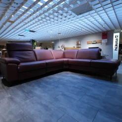 Hukla Ecksofas|Polstergarnitur 4054 Leder 60 Rodeo Barolo Fuß Metall Schwarz