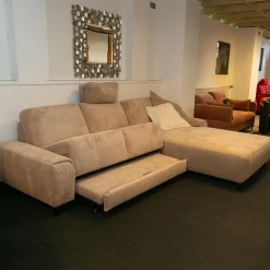 Gallery M Ecksofas|Polstergarnitur Leon Bezug Cord Taupe Metallfuß 1015 Schwarz Matt Mit Schlaffunktion