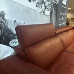 E. Schillig Ecksofas|Polstergarnitur Amante Leder L150 87 Weinrot Rot Metallfuß Schwarzchrom Mit festem Hocker