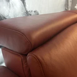 E. Schillig Ecksofas|Polstergarnitur Amante Leder L150 87 Weinrot Rot Metallfuß Schwarzchrom Mit festem Hocker