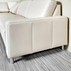 Polinova Ecksofas|Polstergarnitur Bellini Leder BelVita Ecru Metallfuß Hochglanz Mit Verstellbaren Lehnen