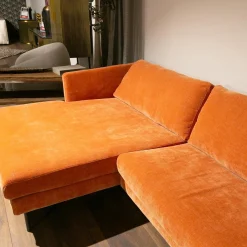Sits Ecksofas|Polstergarnitur Betty MS 1010 Stoff Wildflower 7 Pail Rust Orange Fuß 177 Metall Grau