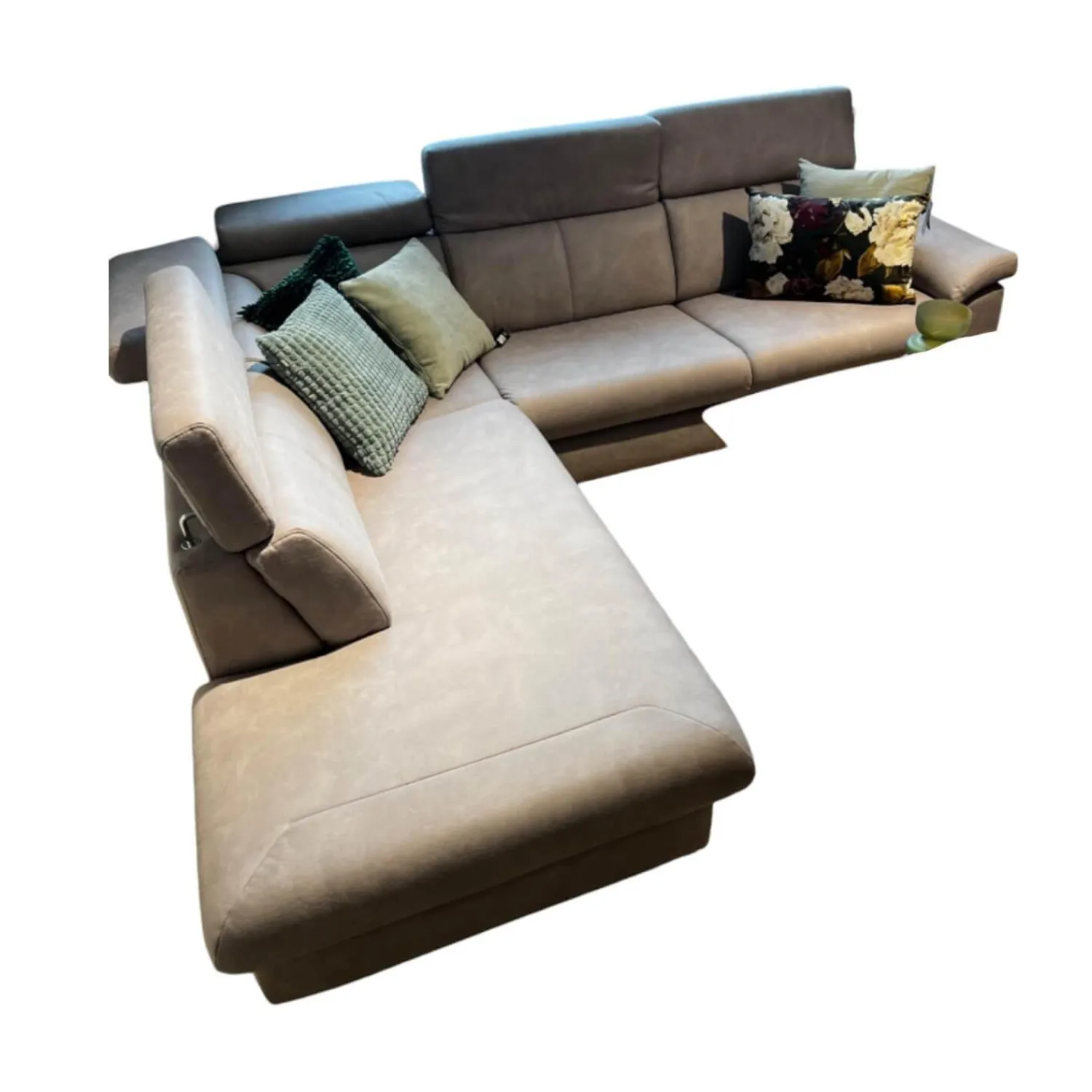 Global Ecksofas|Polstergarnitur Cornella Style Stoff Bulus FB32 Silber Grau Fuß Metall Inklusive Kissen