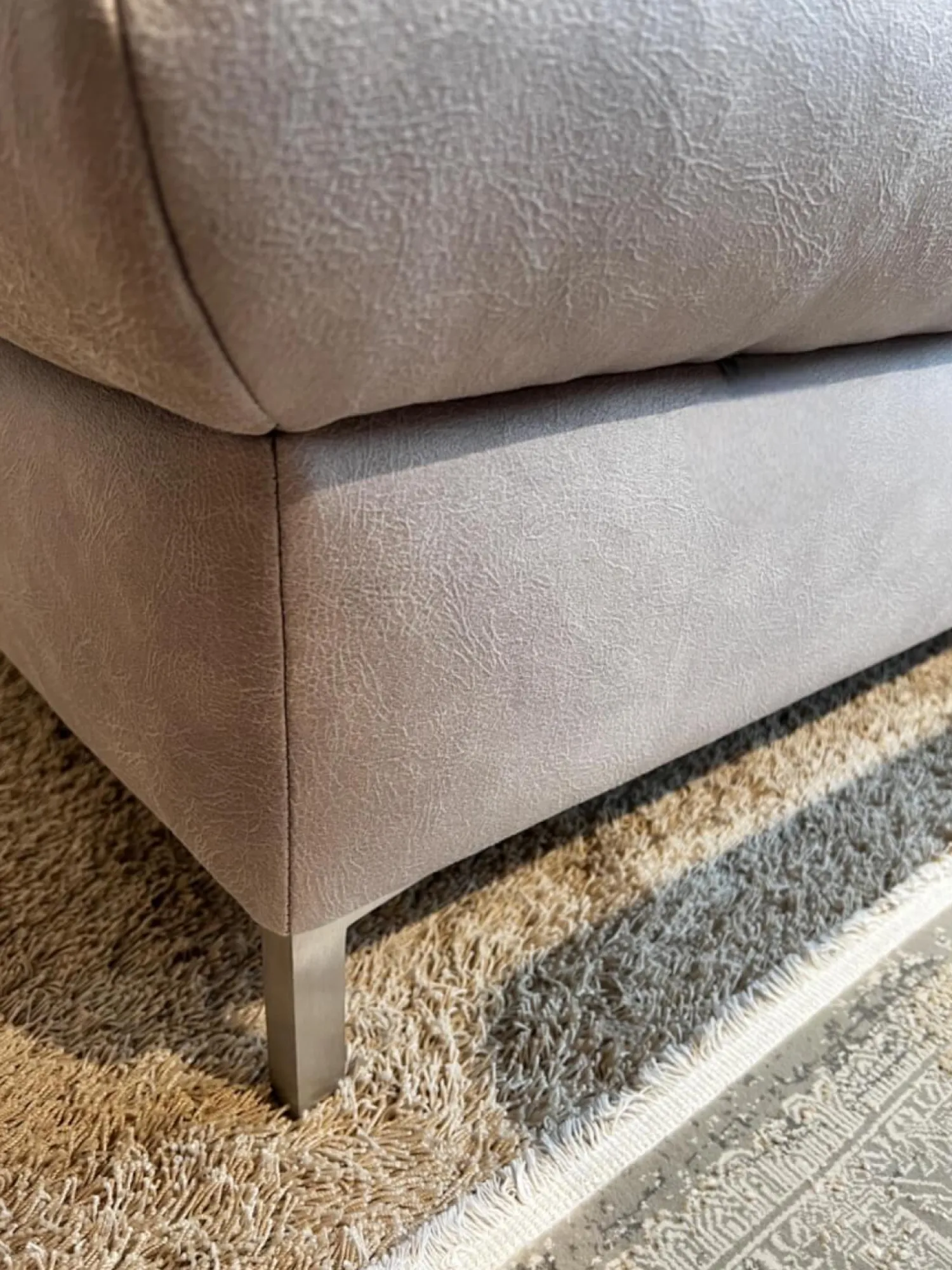 Global Ecksofas|Polstergarnitur Cornella Style Stoff Bulus FB32 Silber Grau Fuß Metall Inklusive Kissen