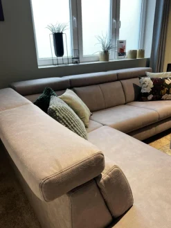 Global Ecksofas|Polstergarnitur Cornella Style Stoff Bulus FB32 Silber Grau Fuß Metall Inklusive Kissen