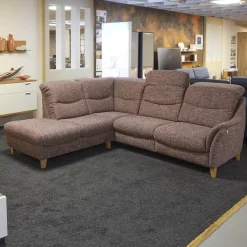 Activineo Ecksofas|Polstergarnitur Gavi Bezug Stoff Toronto 7 Brombeer Füße Eiche Inklusive Wall-Away Funktion Motorisch