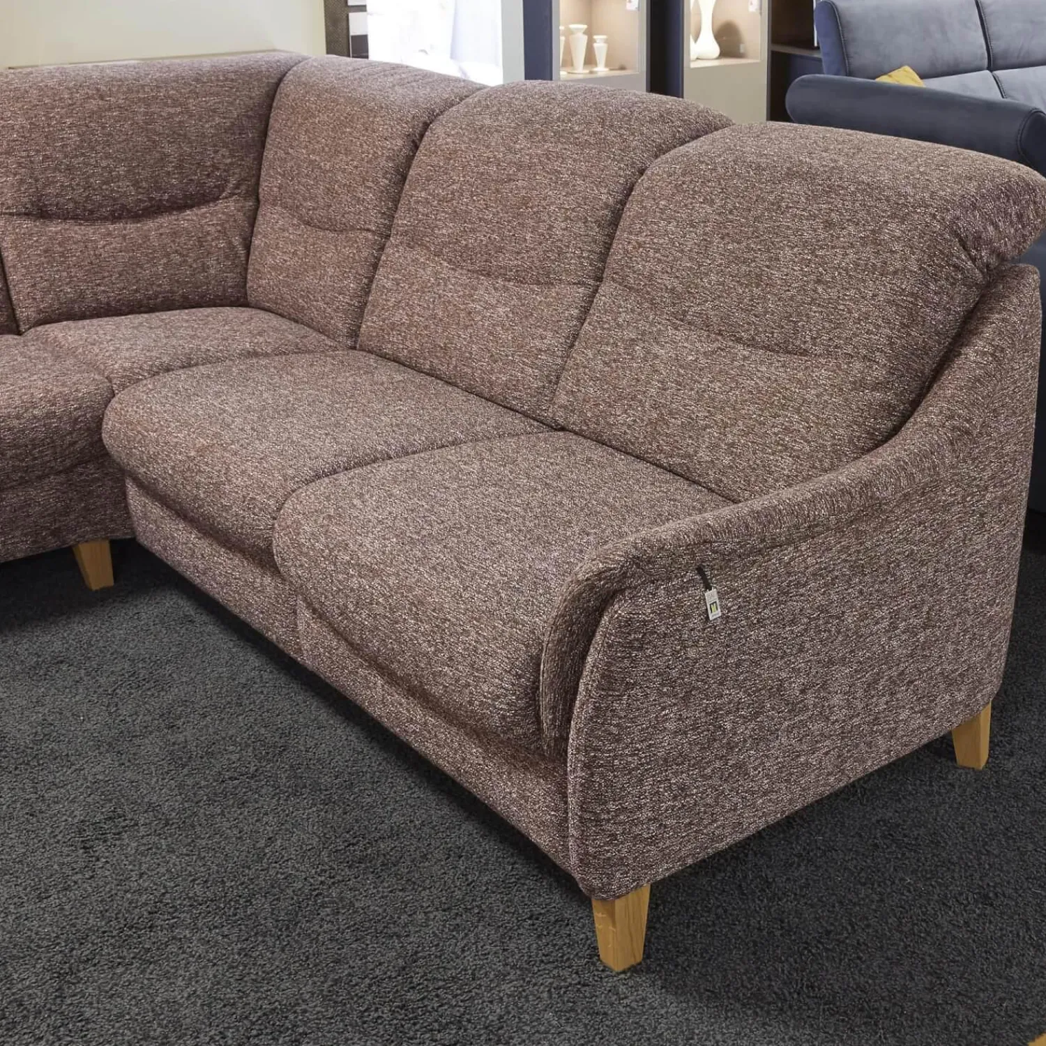 Activineo Ecksofas|Polstergarnitur Gavi Bezug Stoff Toronto 7 Brombeer Füße Eiche Inklusive Wall-Away Funktion Motorisch