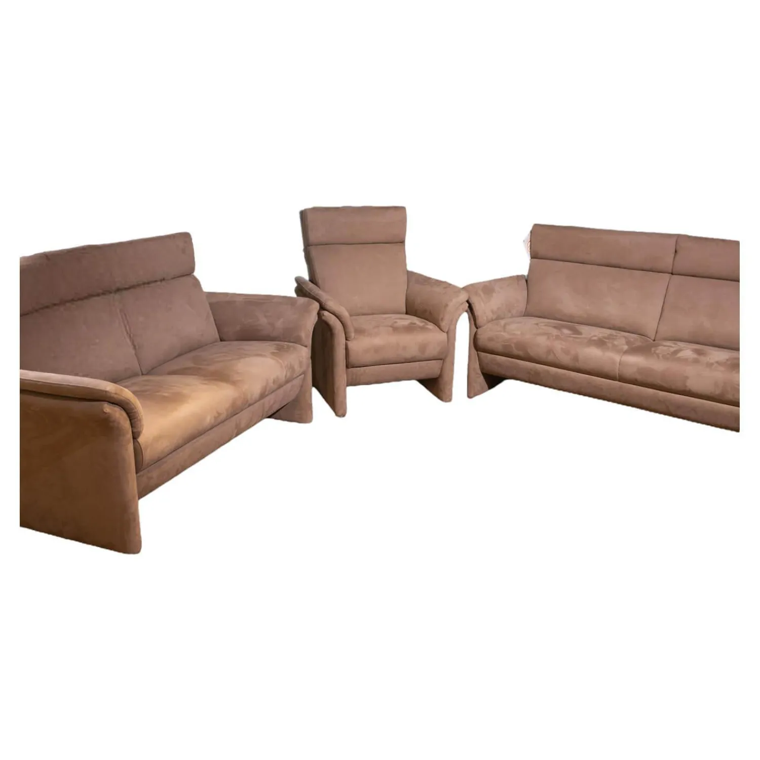 Puhlmann Polstergruppen|Polstergarnitur Gomera Stoff 89804 Gr. D Fuß Chromgleiter Matt Mit 2 Sofas Und 1 Sessel