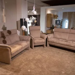 Puhlmann Polstergruppen|Polstergarnitur Gomera Stoff 89804 Gr. D Fuß Chromgleiter Matt Mit 2 Sofas Und 1 Sessel