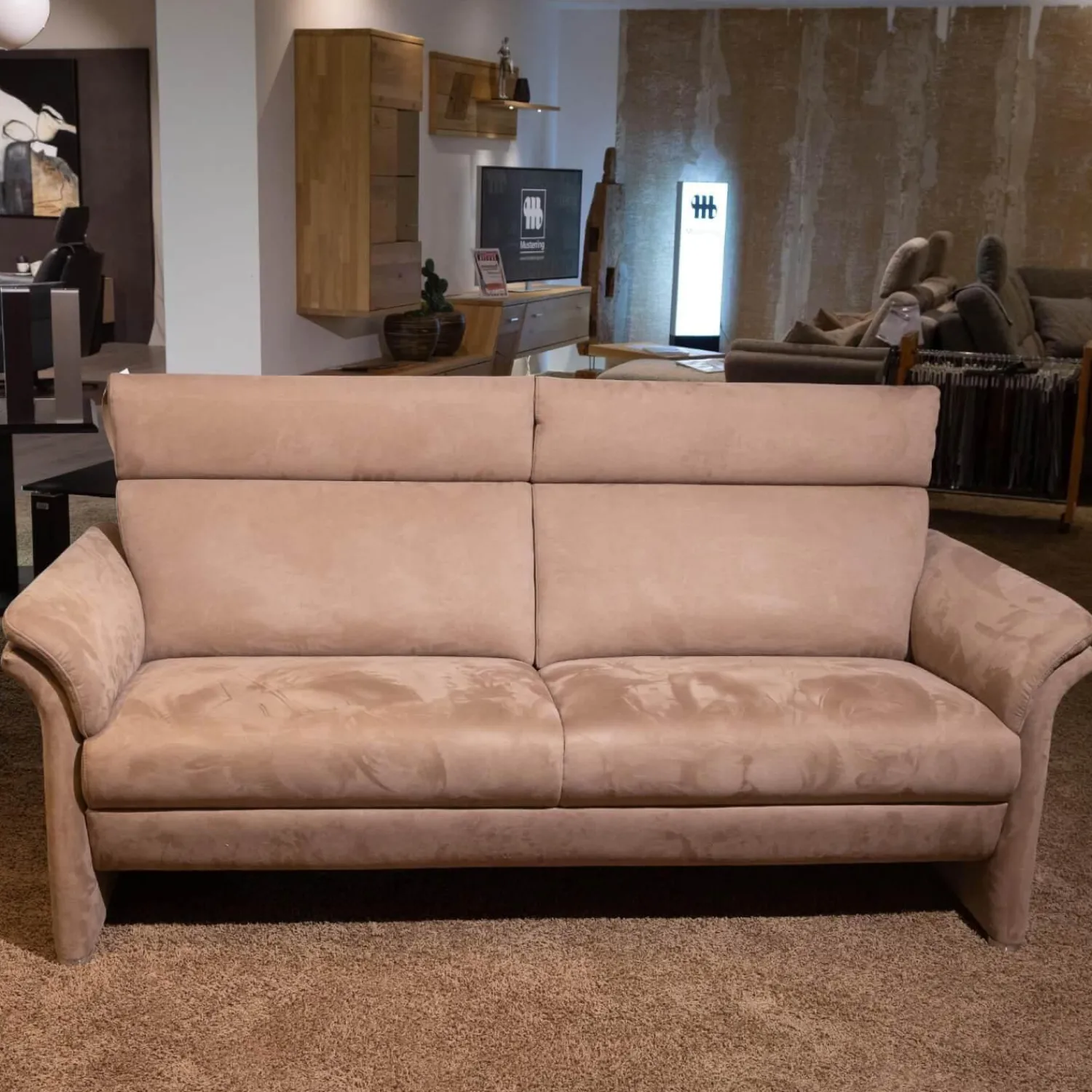 Puhlmann Polstergruppen|Polstergarnitur Gomera Stoff 89804 Gr. D Fuß Chromgleiter Matt Mit 2 Sofas Und 1 Sessel