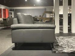 Hülsta Polstergruppen|Polstergarnitur HS 450 Leder 545 56 Anthrazit Füße Metall Schwarz Inklusive Kissen