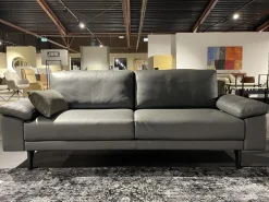 Hülsta Polstergruppen|Polstergarnitur HS 450 Leder 545 56 Anthrazit Füße Metall Schwarz Inklusive Kissen