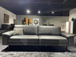 Hülsta Polstergruppen|Polstergarnitur HS 450 Leder 545 56 Anthrazit Füße Metall Schwarz Inklusive Kissen