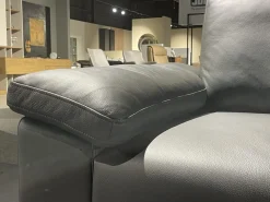 Hülsta Polstergruppen|Polstergarnitur HS 450 Leder 545 56 Anthrazit Füße Metall Schwarz Inklusive Kissen