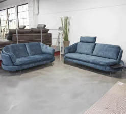 Activineo Polstergruppen|Polstergarnitur Kami Stoff 0735-51 Petrol Füße Anthrazit Verchromt 2 Sofas