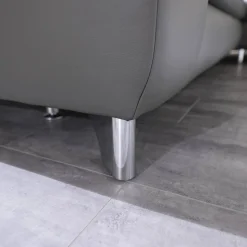 Polinova Ecksofas|Polstergarnitur MM-PN1078 Bezug Leder Torro Grau Metallfuß Glänzend