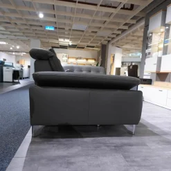 Polinova Ecksofas|Polstergarnitur MM-PN1078 Bezug Leder Torro Grau Metallfuß Glänzend