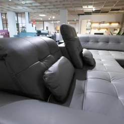 Polinova Ecksofas|Polstergarnitur MM-PN1078 Bezug Leder Torro Grau Metallfuß Glänzend