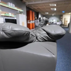 Polinova Ecksofas|Polstergarnitur MM-PN1078 Bezug Leder Torro Grau Metallfuß Glänzend