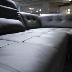 Polinova Ecksofas|Polstergarnitur MM-PN1078 Bezug Leder Torro Grau Metallfuß Glänzend