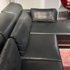 Brühl Polstergruppen|Ecksofas|Polstergarnitur Moule Bezug Leder Lama 5669 10 Schwarz Mit Hocker