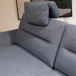 Musterring Ecksofas|Polstergarnitur MR 375 Stoff Picasso Jeans Grau Füße Metall 245 Schwarz Matt Mit Stauraumfunktion Und Kissen