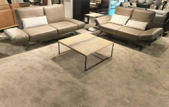 Koinor Polstergruppen|Polstergarnitur Wesley Leder X Happy Oak Beige Gestell Metallkufe Nickel Schwarz Satiniert Inklusive Kissen