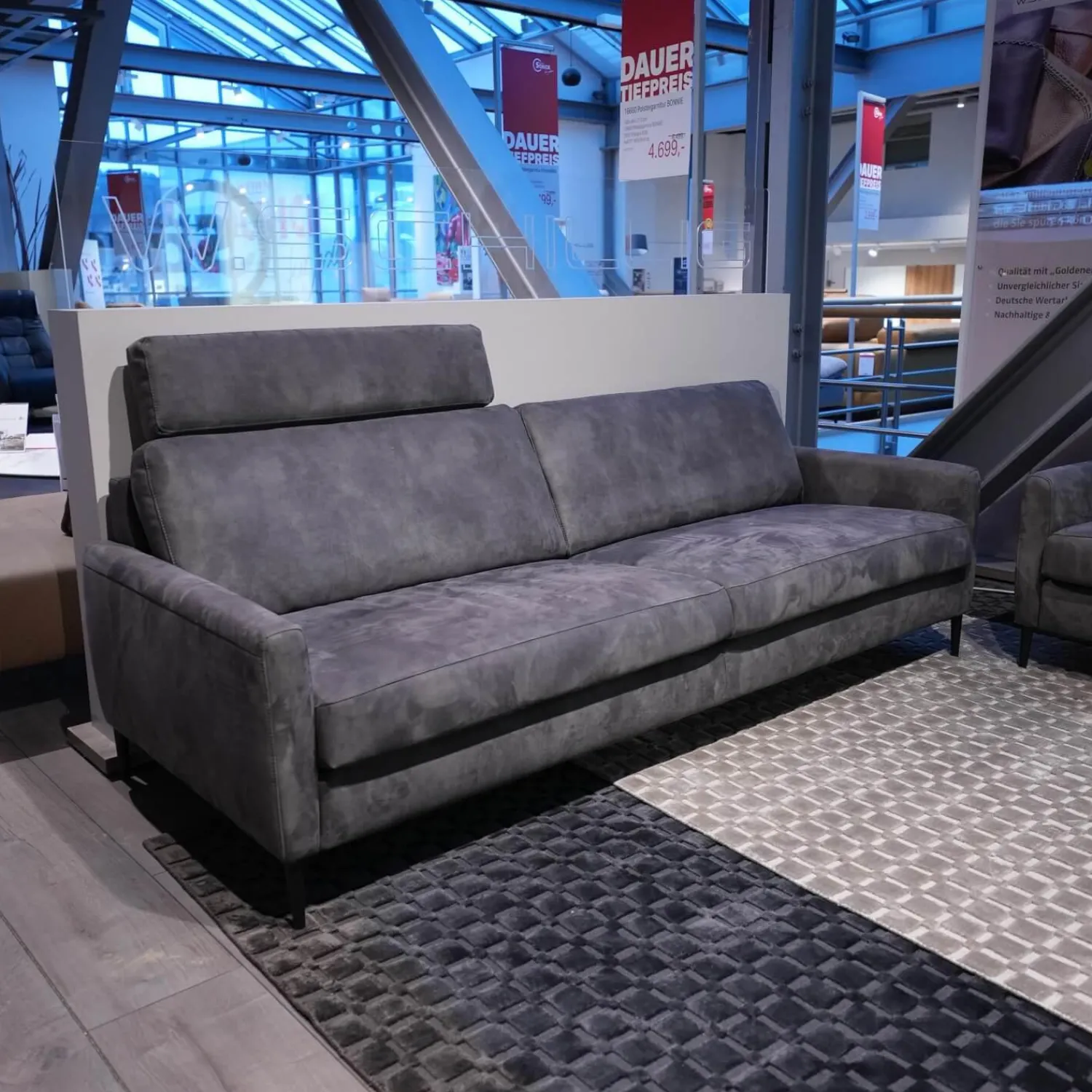 W. Schillig Polstergruppen|Polstergruppe 22850 Alexx Stoff V5295 Anthracite SK40 Grau Füße Metall Lackiert Schwarz Ohne Kopfstütze