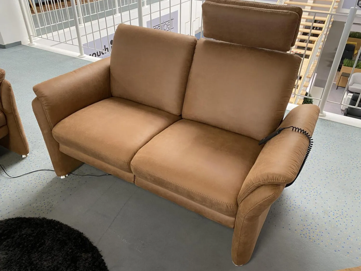 Polsteria Polstergruppen|Polstergruppe 81056 Stoff Gringo 09 Cognac Braun Füße Metall Chrom Inklusive Sessel Und Elektrische Funktionen