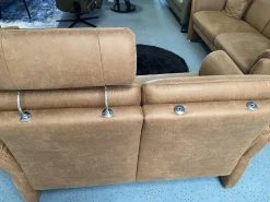 Polsteria Polstergruppen|Polstergruppe 81056 Stoff Gringo 09 Cognac Braun Füße Metall Chrom Inklusive Sessel Und Elektrische Funktionen