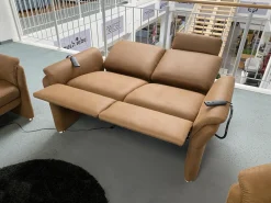 Polsteria Polstergruppen|Polstergruppe 81056 Stoff Gringo 09 Cognac Braun Füße Metall Chrom Inklusive Sessel Und Elektrische Funktionen