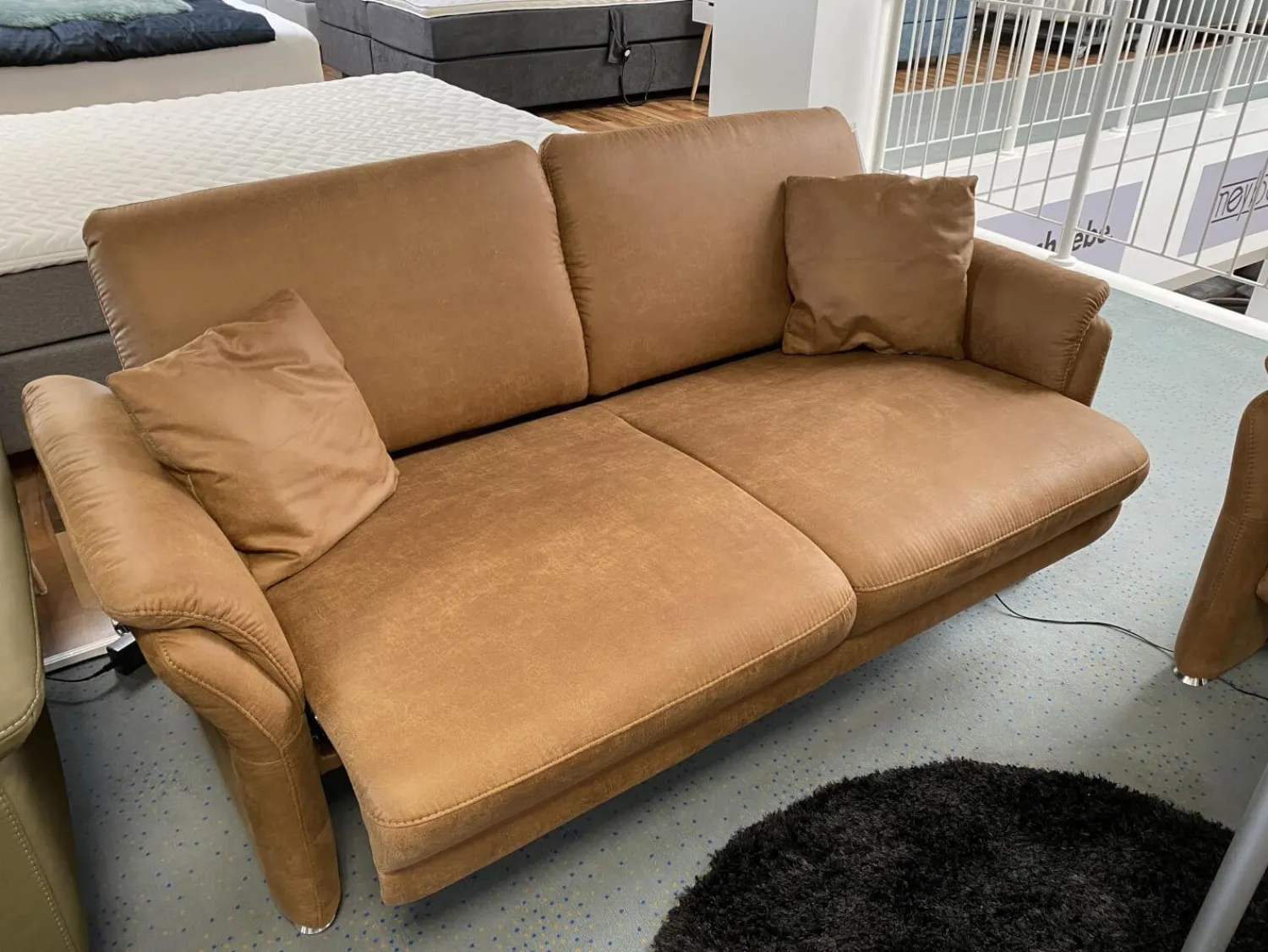 Polsteria Polstergruppen|Polstergruppe 81056 Stoff Gringo 09 Cognac Braun Füße Metall Chrom Inklusive Sessel Und Elektrische Funktionen