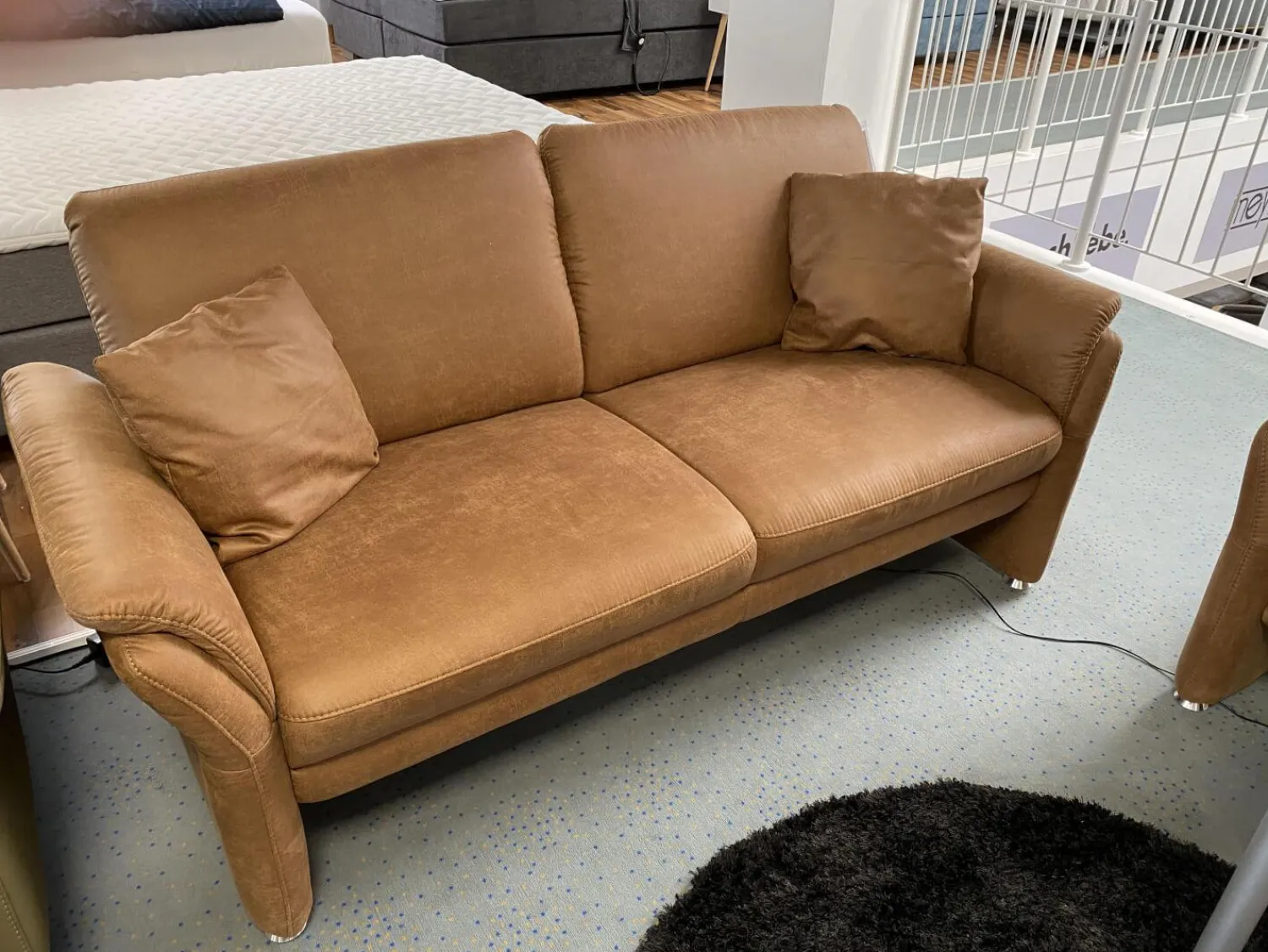 Polsteria Polstergruppen|Polstergruppe 81056 Stoff Gringo 09 Cognac Braun Füße Metall Chrom Inklusive Sessel Und Elektrische Funktionen