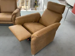 Polsteria Polstergruppen|Polstergruppe 81056 Stoff Gringo 09 Cognac Braun Füße Metall Chrom Inklusive Sessel Und Elektrische Funktionen