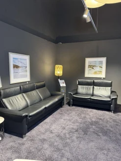 Stressless Polstergruppen|Polstergruppe Aurora Leder Paloma Black Schwarz Füße Aluminium Verchromt Matt