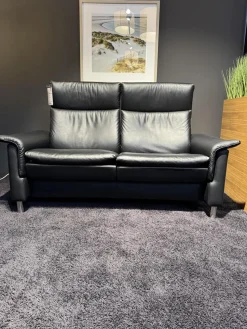 Stressless Polstergruppen|Polstergruppe Aurora Leder Paloma Black Schwarz Füße Aluminium Verchromt Matt