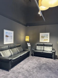 Stressless Polstergruppen|Polstergruppe Aurora Leder Paloma Black Schwarz Füße Aluminium Verchromt Matt