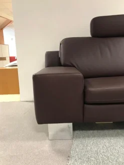 W. Schillig Polstergruppen|Polstergruppe Bezug Leder Rotbraun Metallfüße Chrom Glänzend Mit Kopfstütze Ohne Couchtisch