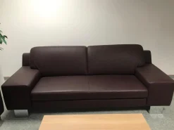 W. Schillig Polstergruppen|Polstergruppe Bezug Leder Rotbraun Metallfüße Chrom Glänzend Mit Kopfstütze Ohne Couchtisch